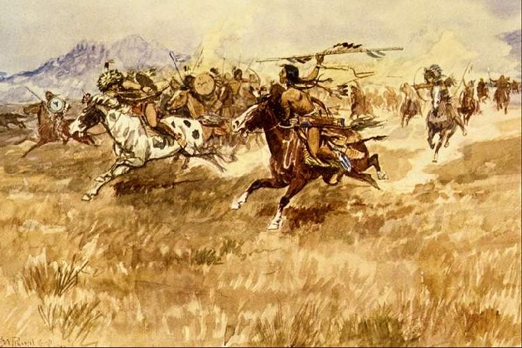 Charles M Russell Fight Between the Black Feet Germany oil painting art